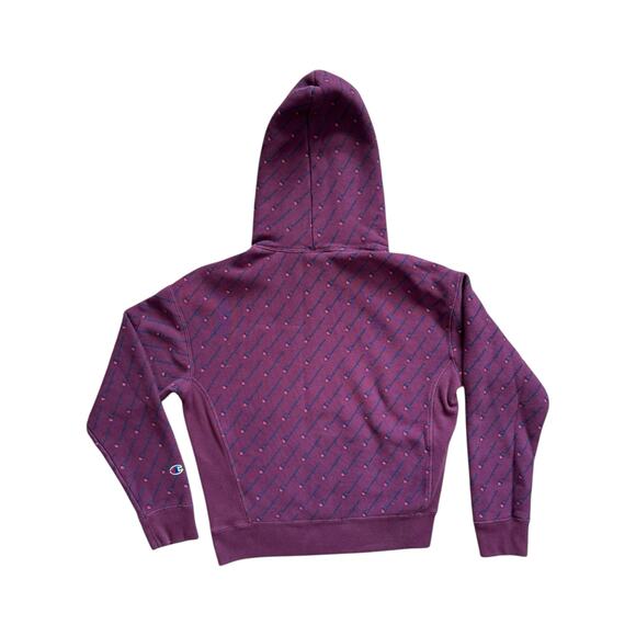 Champion Reverse Weave Purple Logo Print Hoodie Men’s Medium - Picture 3 of 5